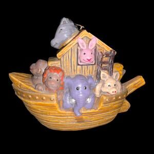 Vintage Resin Noah's Ark Hanging Ornament Animal Nursery Decor